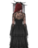 Dark In Love Womens Gothic Deep-V Bell-Sleeve Lace Bolero Shrug