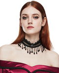 Punk Rave Womens Beaded Lace Gothic Choker Collar