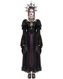 Eva Lady Womens Long Dark Gothic Velvet Lace Up Ball Gown Maxi Dress - Red & Black