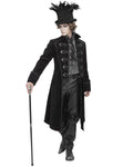 Devil Fashion Mens Eldermyst Long Gothic Overcoat - Black Chenille