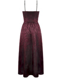 Dark In Love Womens Long Gothic Rose Asymmetric Lace Ruffle Maxi Dress - Red & Black