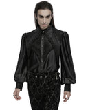 Punk Rave Mens Baroque Gothic Dandy Steampunk Lace Layered Poet Shirt Black