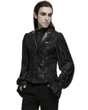 Punk Rave Mens Dark Gothic Skull Jacquard Waistcoat Vest Top - Black