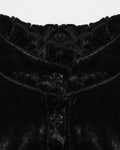 Punk Rave Womens Victorian Gothic Velvet Blouse Top With Lace Contrast