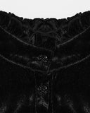 Punk Rave Womens Victorian Gothic Velvet Blouse Top With Lace Contrast