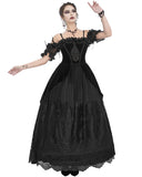 Eva Lady Dark Devore Gothic Velvet & Lace Wedding Dress - Black