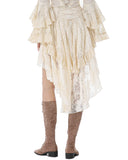 Dark In Love Womens Steampunk Lace High Low Skirt - Vintage Off-White