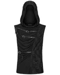 Punk Rave Mens Apocalyptic Gothic Spliced & Shredded Hooded Tank Top Vest