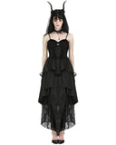 Dark In Love Long Dark Gothic Jacquard Layered Hi-Low Dress