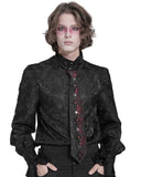 Devil Fashion Mens Gothic Crucifix Jacquard Neck Tie - Black & Red