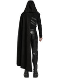 Punk Rave Mens Gothic Dark Knight One-Shoulder 2-Piece Hooded Cloak Cape Black