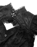 Dark In Love Womens Gothic Jacquard & Lace Keyhole Blouse Top