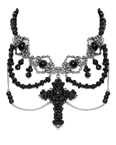 Punk Rave Womens Gothic Beaded Crucifix Cross Necklace
