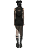 Punk Rave Womens Apocalyptic Wasteland Gothic Asymmetric 2 Piece Hooded Dress