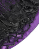 Devil Fashion Womens Gorgeous Gothic Embellished Lace Party Prom Dress - Purple & Black