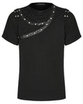 Punk Rave Mens Avant Garde Gothic Studded Drop Collar T Shirt Top