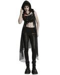 Punk Rave Womens Gothic Cyberpunk Hooded Harness Chiffon Cloak Cape