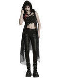 Punk Rave Womens Gothic Cyberpunk Hooded Harness Chiffon Cloak Cape