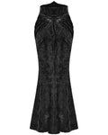 Punk Rave Daily Life Womens Long Gothic Velvet Applique Maxi Skirt - Black