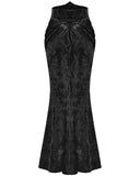 Punk Rave Daily Life Womens Long Gothic Velvet Applique Maxi Skirt - Black