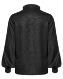 Punk Rave Mens Gothic Embossed Print Lace-Up Pirate Shirt - Black