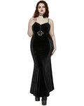 Punk Rave Plus Size Womens Gothic Velvet & Lace Dark Hearts Maxi Dress