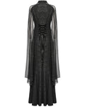 Punk Rave Womens Long Gothic Damask Flared Chiffon Sleeve Maxi Dress