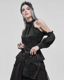 Devil Fashion Womens Gothic Beaded Evening Handbag - Black