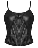 Punk Rave Daily Life Womens Cyberpunk Faux Leather & Mesh Skull Camisole Vest Top