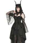 Dark In Love Womens Gothic Lace Cutout Flared Sleeve Bolero Shrug Top