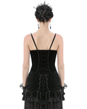 Dark In Love Womens Baroque Gothic Heart Velvet Corset Top - Red & Black