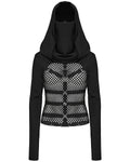 Punk Rave Womens Fishnet Strapping Hooded Muffler Top