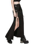 Punk Rave Daily Life Long Gothic Techwear Side-Split Lacing Maxi Skirt