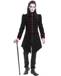 Devil Fashion Mens Gothic Aristocrat Paisley Velvet Coat - Black & Red