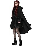 Dark In Love Womens Gothic Lolita Faux Fur Trim Hooded Cloak