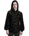 Punk Rave Mens Gothic Devore Velvet Royal Damask Dress Shirt