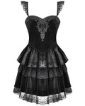 Dark In Love Womens Elegant Gothic Lolita Velvet & Lace Mini Dress