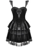 Dark In Love Womens Elegant Gothic Lolita Velvet & Lace Mini Dress