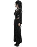 Punk Rave Womens Long Baroque Gothic Embossed Velvet Maxi Dress - Black