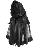 Devil Fashion Womens Gothic Sateen Hooded Cape - Black