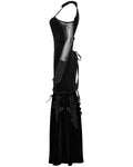 Punk Rave Womens Dark Regency Gothic Velvet & Mesh Evening Dress - Black