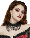 Punk Rave Womens Chained Black Rose Cameo Choker Necklace