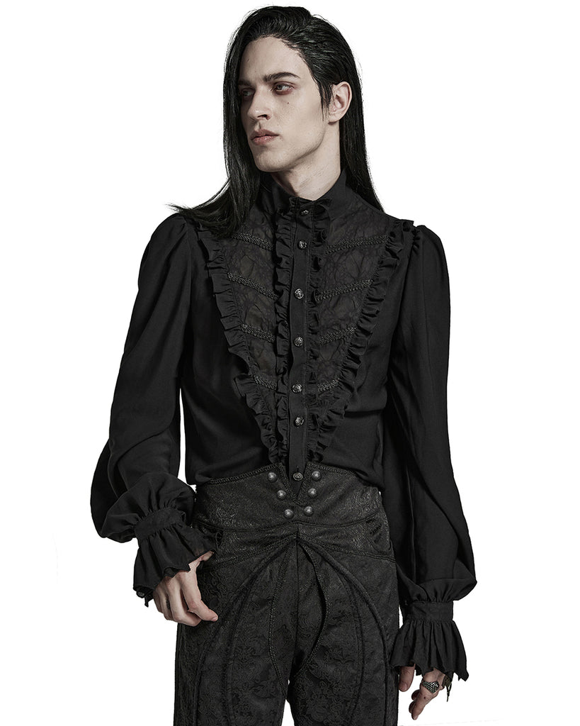 Punk Rave Mens Gothic Regency Chiffon Ruffle Dress Shirt – Violent Delights