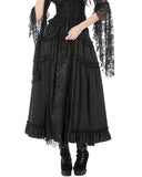 Dark In Love Womens Baroque Gothic Lace Layered Maxi Skirt - Black