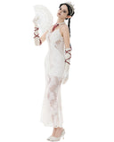 Dark In Love Womens Romantic Gothic Embroidered White Lace Mermaid Dress