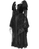 Eva Lady Womens Long Dark Gothic Velvet Lace Up Ball Gown Maxi Dress - Black