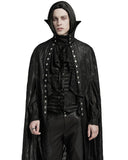 Punk Rave Mens Long Gothic Double-Breasted Cloak With Detachable Lace Ruffle