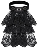 Punk Rave Mens Gothic Aristocrat Embroidered Lace Jabot Cravat - Black