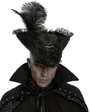 Punk Rave Unisex Gothic Dragon Spine Feathered Tricorn Hat