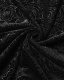Punk Rave Womens Long Gothic Rose Velvet Flared Split Sleeve Maxi Dress - Black